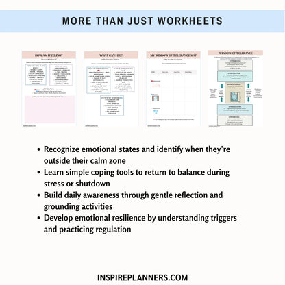 Window of Tolerance worksheets printable – tools for emotional regulation, stress relief, and self-awareness