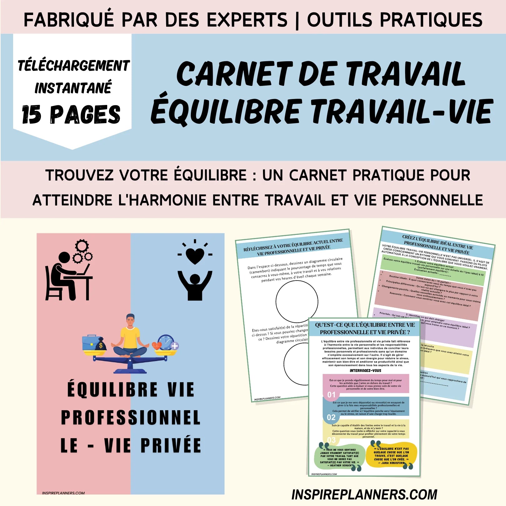 Work-Life Balance Workbook in French | Achieve Harmony & Productivity ...